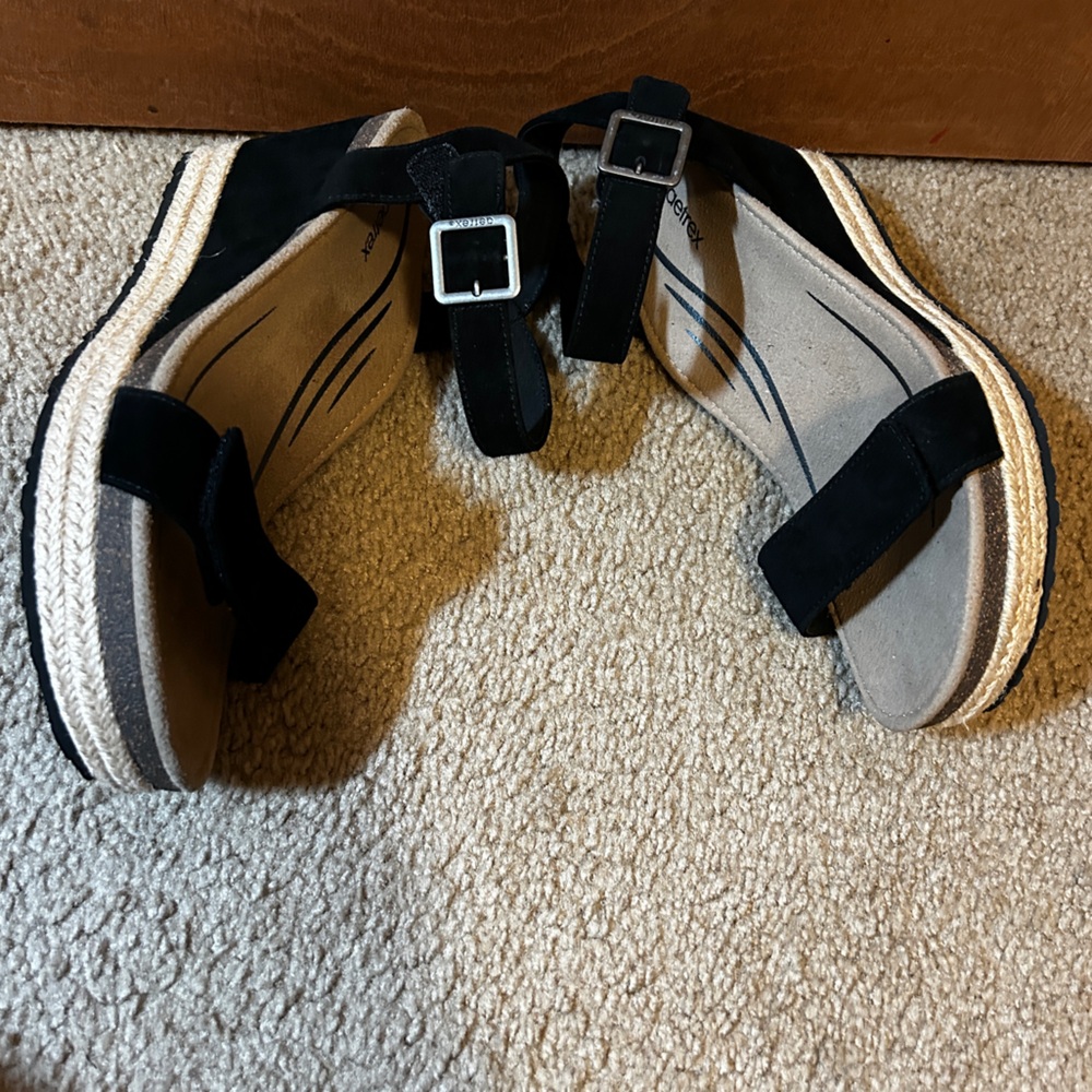 Aetrex Womens Sydney Wedge Sandal Black Size 9,5 US / 40 EU Espadrilles Boho New - Picture 10 of 16